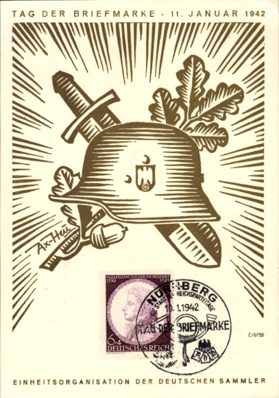 Artist Postcard Axster Heudtlaß, Stamp Day 1942, KdF