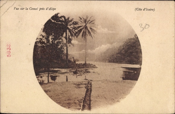 Postcard Ivory Coast, view of Comoé near Alépe