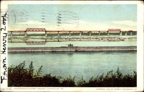 Postcard Louisville Kentucky USA, Fourteenth Street Bridge