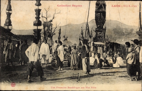 Postcard Laos, Une Procession Bouddhique aux Hua Pahn, Buddhist procession