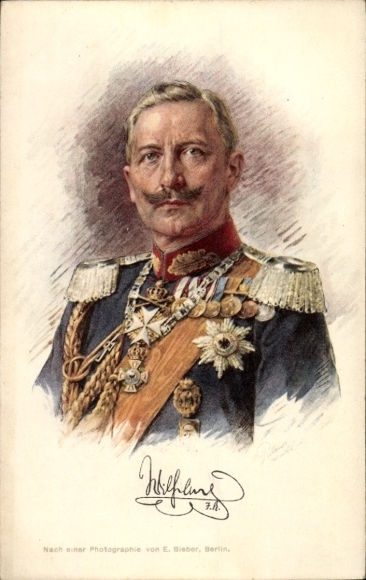 Artist: Postcard Kaiser Wilhelm II., portrait in uniform, Orders