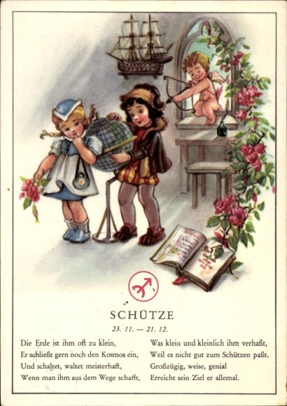 Artist Postcard Zodiac Sign Sagittarius, November 23 to December 21