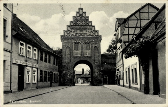 Postcard Salzwedel in the Altmark, Steintor, Dance Teaching Institute Eduard Hennings