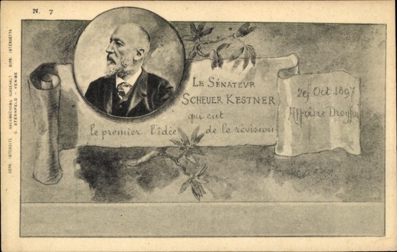 Judaika PC Dreyfus Affair, Auguste Scheurer-Kestner, portrait