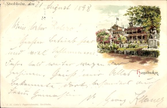 Chromo-Litho Stockholm Sweden, Hotel Hasselbacken