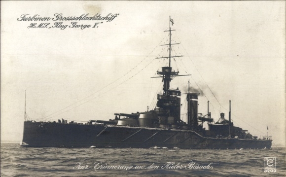 British warship HMS King George V, turbine-powered battleship, Royal Navy, Kiel Week