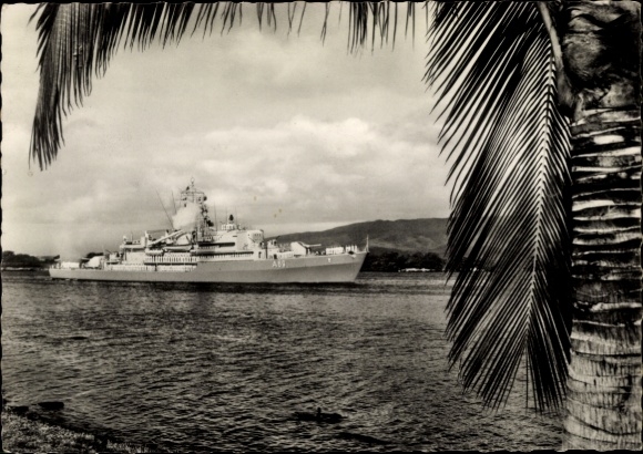 Postcard German warship, Federal Navy