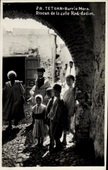 Postcard Tetuan Tétouan Morocco, Moorish Quarter, corner of Had-Dadin Alley