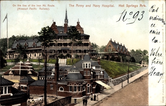 Postcard Hot Springs Arkansas USA, Army and Navy Hospital