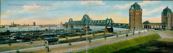 Klapp Postcard Homberg Ruhrort Duisburg in the Ruhr area, Admiral-Scheer-Brücke
