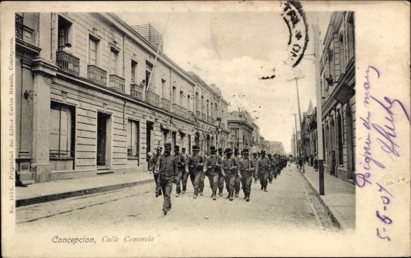 PC Concepción Chile, soldiers' parade, Calle Comercio,