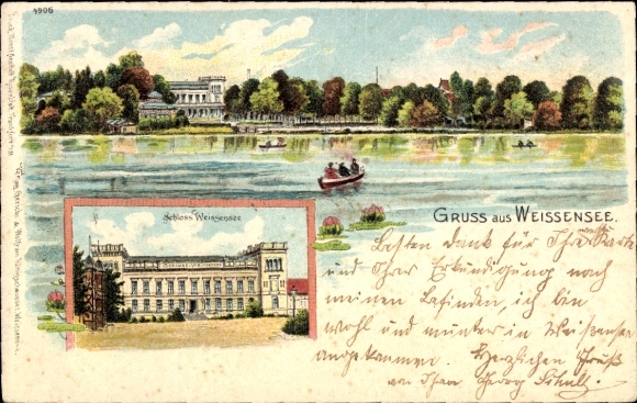 Chromo-Litho Berlin Weißensee, general view, castle