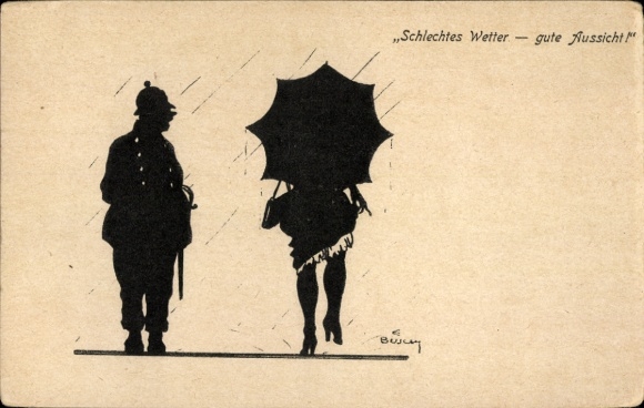 Papercutting artist Postcard Bad weather, good view, humor