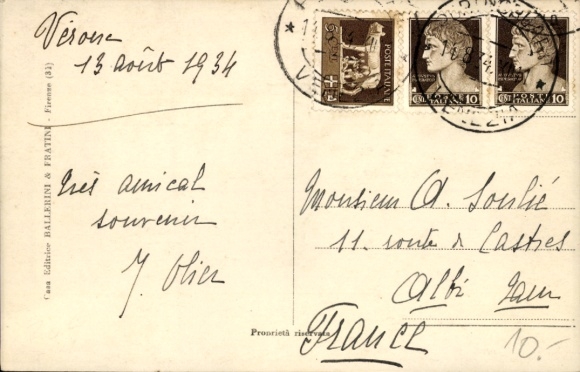 Postcard Benito Mussolini in Paradeuniform, salutierend