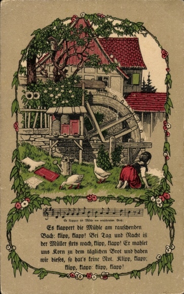Song Postcard The mill clatters by the rushing brook, watermill
