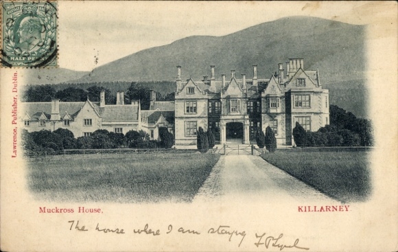 Postcard Killarney Ireland, Muckross House, Landscape, Dublin