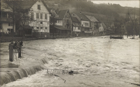 Photo of Calw in the Black Forest, flooded street, 1921