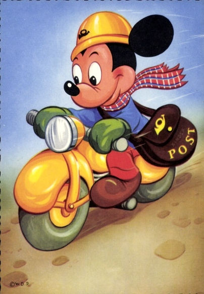 Walt Disney, Mickey Mouse, Mickey Mouse on a motorcycle
