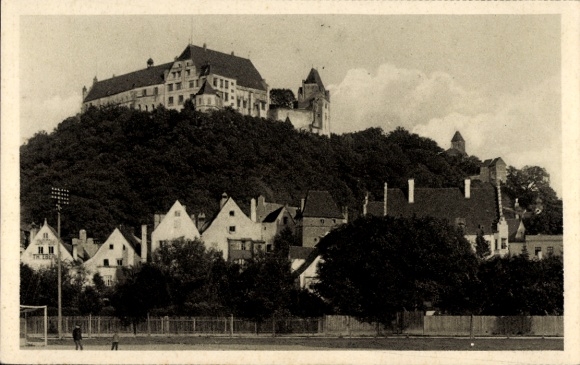 Postcard Landshut in Lower Bavaria, Trausnitz Castle, view from the Grieserwiesen