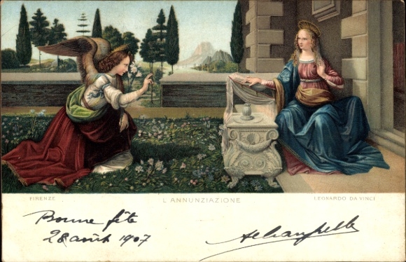 Artist: Leonardo da Vinci, The Annunciation