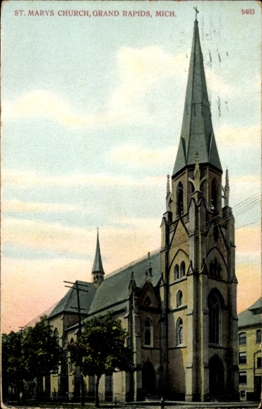Postcard Grand Rapids Michigan USA, St. Mary's Church