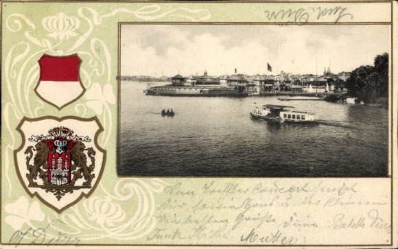 Embossed coat of arms passe-partout, Hamburg Mitte St. Georg, Alsterlust