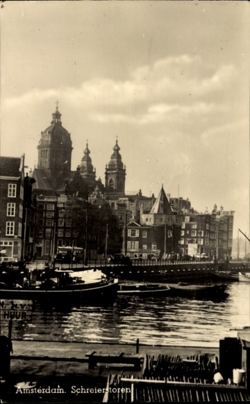AK Amsterdam, North Holland, Netherlands, Schreierstoren, water, boats