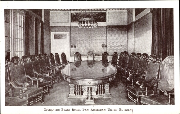 Postcard Washington DC USA, Pan American Union Building, Governing Board Room