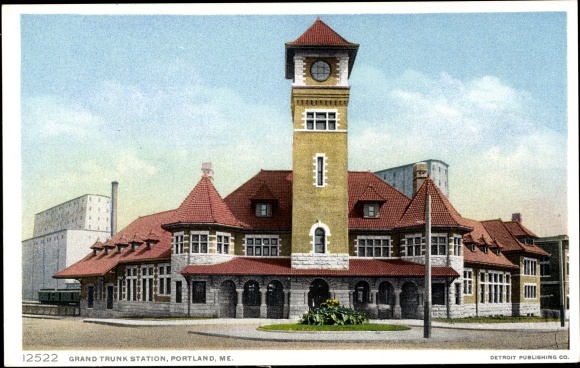 Postcard Portland Maine USA, Grand Trunk Station