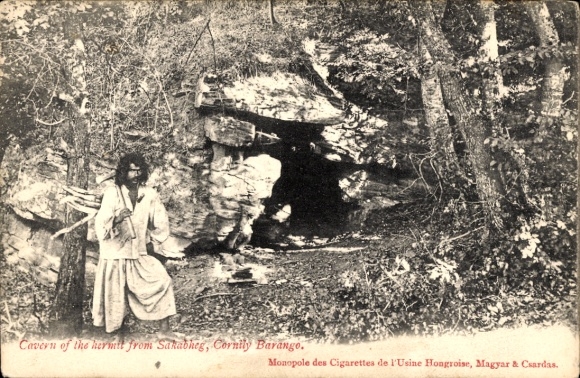 Postcard Jakab-hegy Jakobsberg Hungary, Hermit's Cave, Cornily Barango