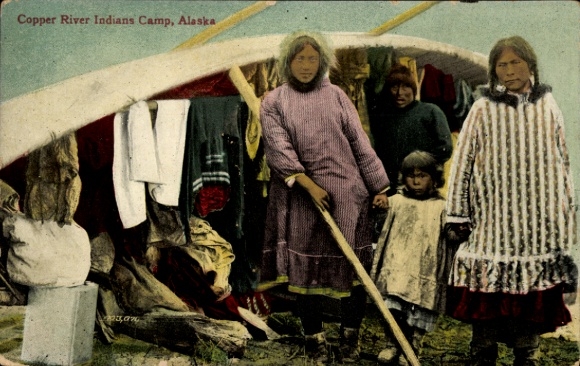 Postcard Alaska USA, Copper River Indians Camp