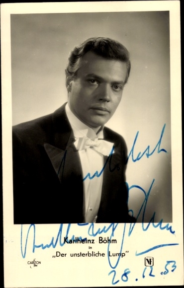 Actor Karlheinz Böhm in The Immortal Scoundrel, portrait, autograph