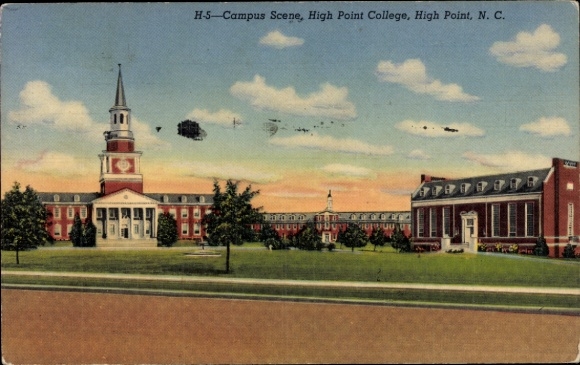 Postcard High Point North Carolina USA, H-5 Campus Scene, High Point College