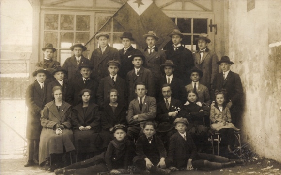 Photo Postcard Esperanto Doubravka, men's group photo