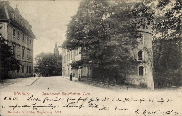 Weimar in Thuringia, Goethe, Library, Tower, 1901