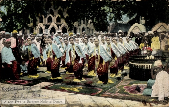 Postcard Burma Myanmar, Yein Pwe, national dance
