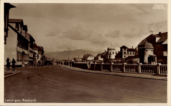 Postcard Reykjavík Iceland, Lækjargata, street view, architecture, landscape, Iceland