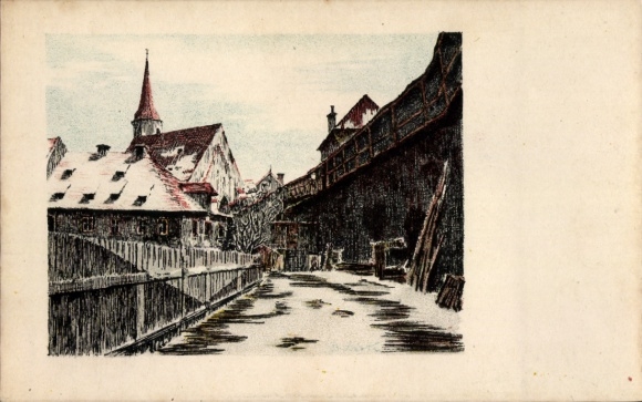 Artist Postcard Lark, B., Cheb Eger Region Karlovy Vary, Franziskanerhof