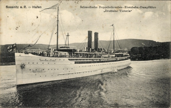 Sassnitz on Rügen, Swedish twin-screw railway steam ferry Drottning Victoria