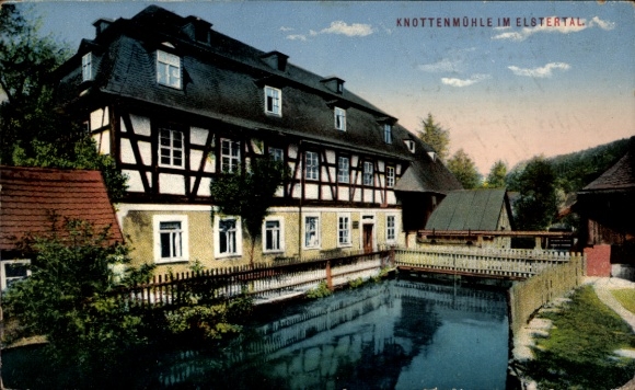 Postcard Neumühle on the Elster, Knottenmühle