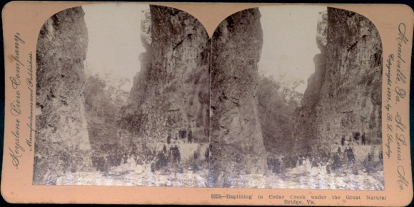 Stereo photo Virginia USA, Great Natural Bridge, Cedar Creek