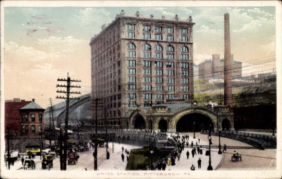 Postcard Pittsburgh Pennsylvania USA, train station