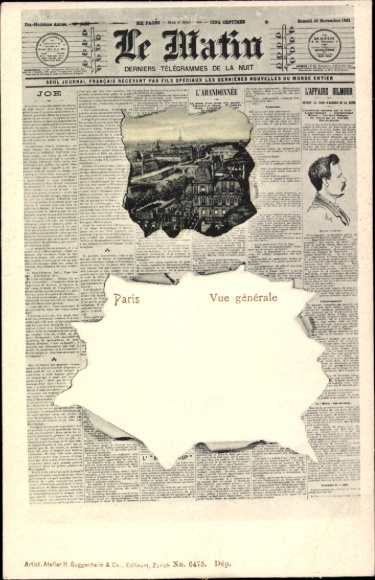 Newspaper Postcard Paris, general view
