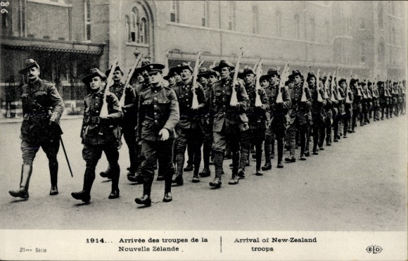 CPA Guerre 1914, Arrival of the troops of the New Zélande