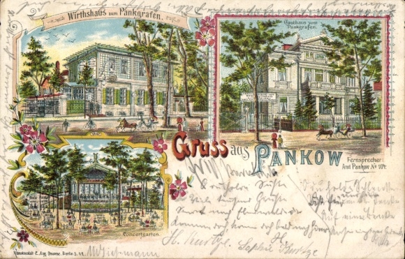 Chromo-Litho Berlin Pankow, Wirtshaus zum Pankgrafen, Inn, Concert Garden