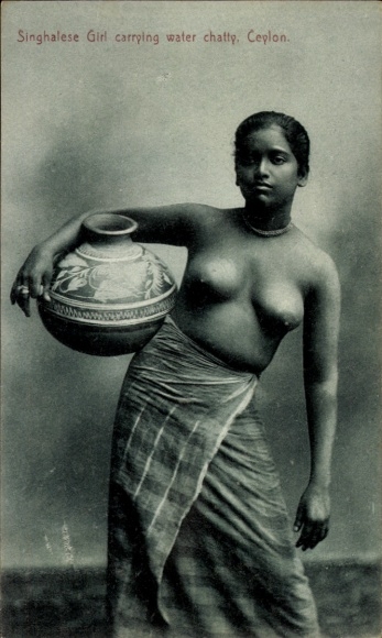 PC Ceylon, Sinhalese Girl carrying water chatty