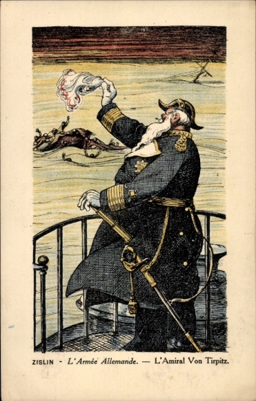 Artist Postcard Zislin, German Army, Admiral Alfred von Tirpitz