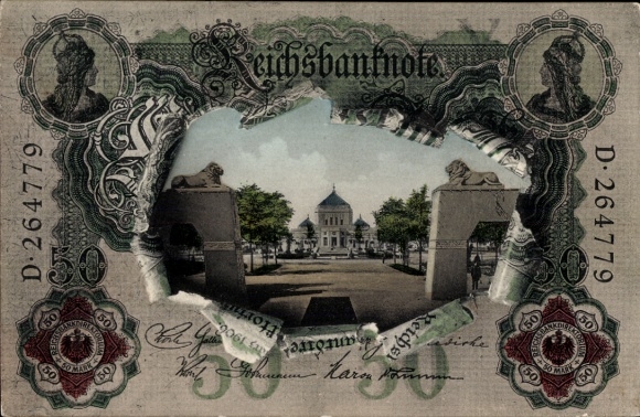 Banknote, Nuremberg, Bavarian Jubilee State Exhibition 1906, Kunsthalle, Reichsbanknote