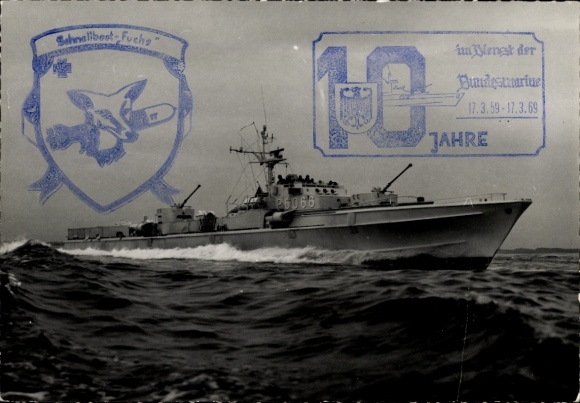 Photo of the German Navy's Fuchs fast attack craft, P 6066, 10 years in service 1959-1969