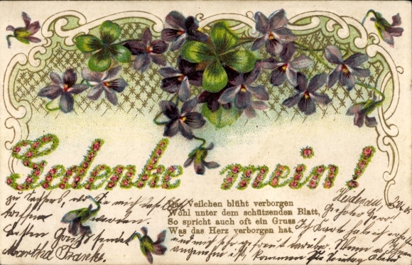 Coin: Remember me, four-leaf clover, violet